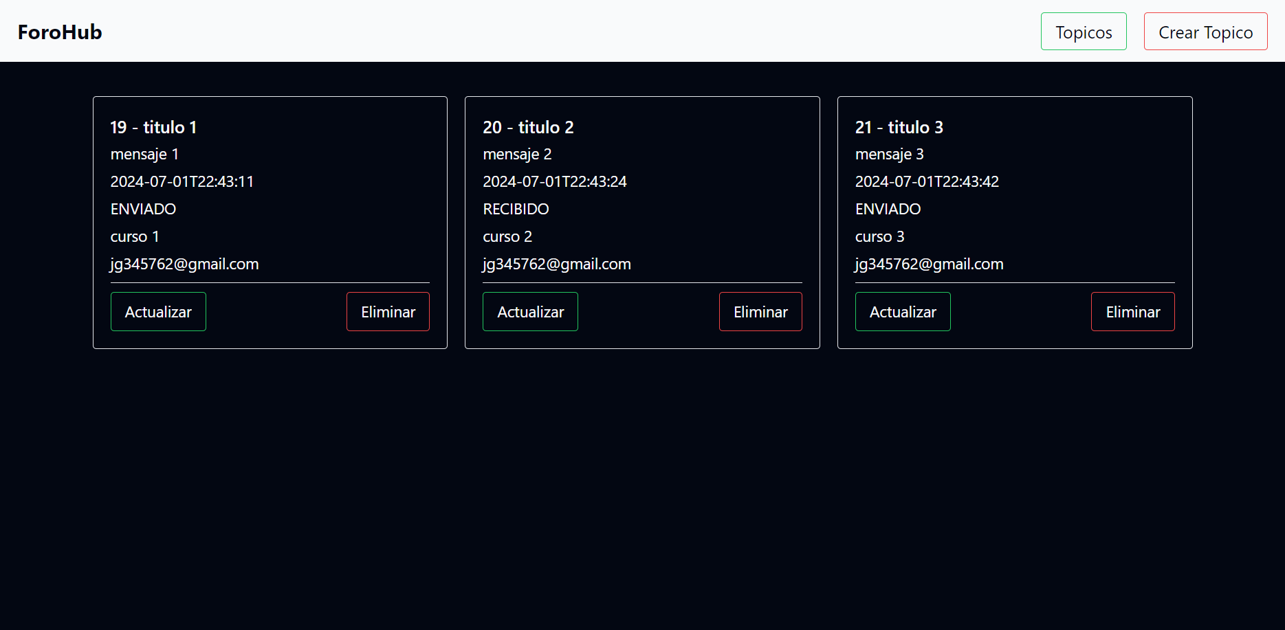 App Full Stack: Challenge Foro Hub