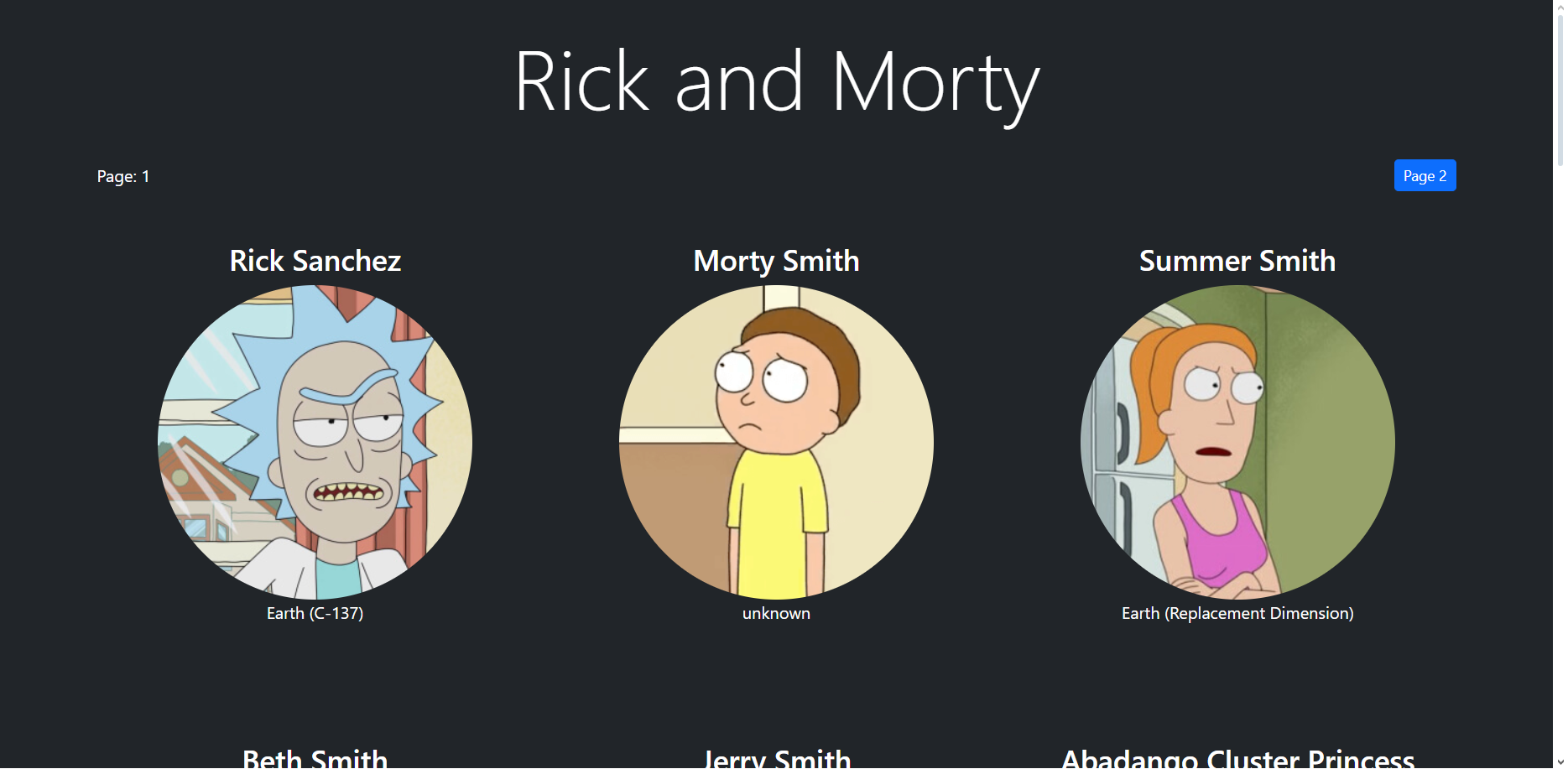 React, Rick and Morty REST API (con Vitejs y Github Pages)