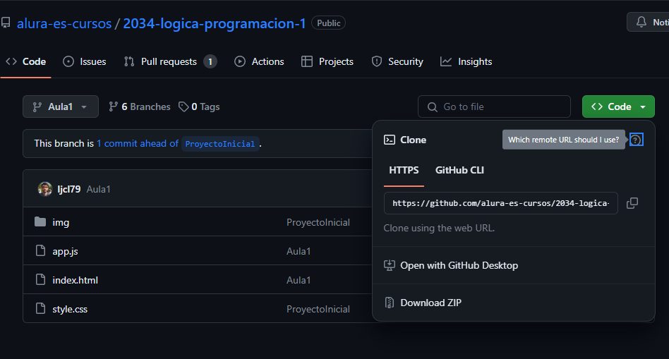 pagina de gitHub