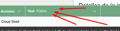 Seleccionar Red Pública en Cloud Shell