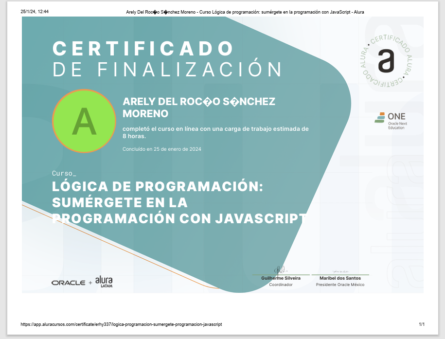 Certificado programacion