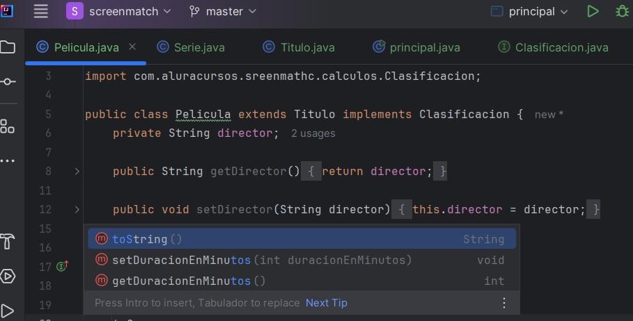 ScreenShot de mi pantalla de IntelliJ 