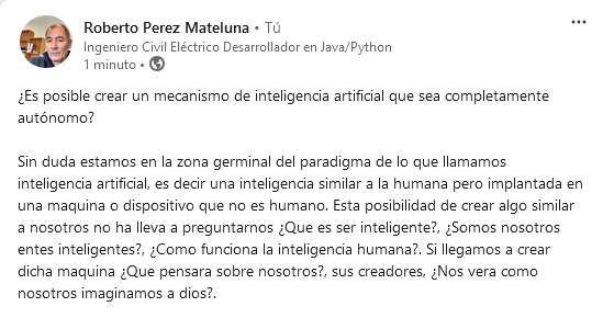 Publicación en Linkedin