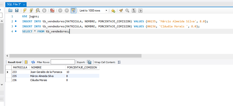 código SQL