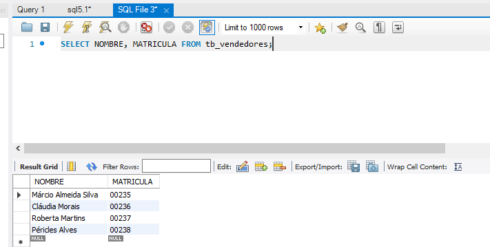 código SQL