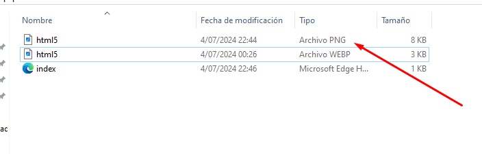 se visualiza nuevo archivo con el formato png