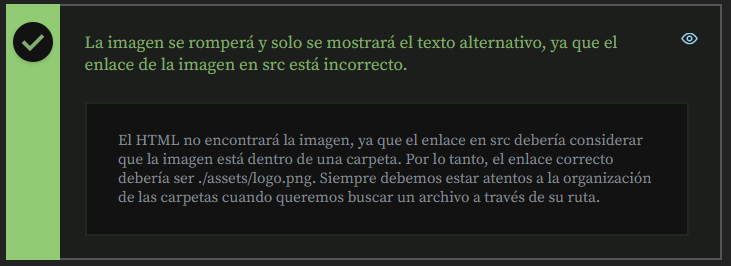 Captura de pantalla de la respuesta correcta en el módulo 'Buscando archivos en las carpetas'