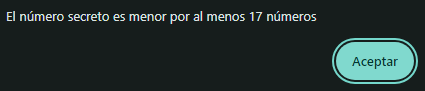 Yo ingresé el número 50, dado que al estar en el medio es más sencillo sumar o restar para adivinar y ganar el juego. Y esta fue la respuesta que me dieron. Entonces aquí yo pensaría que puede ser un número entre 49 al 33