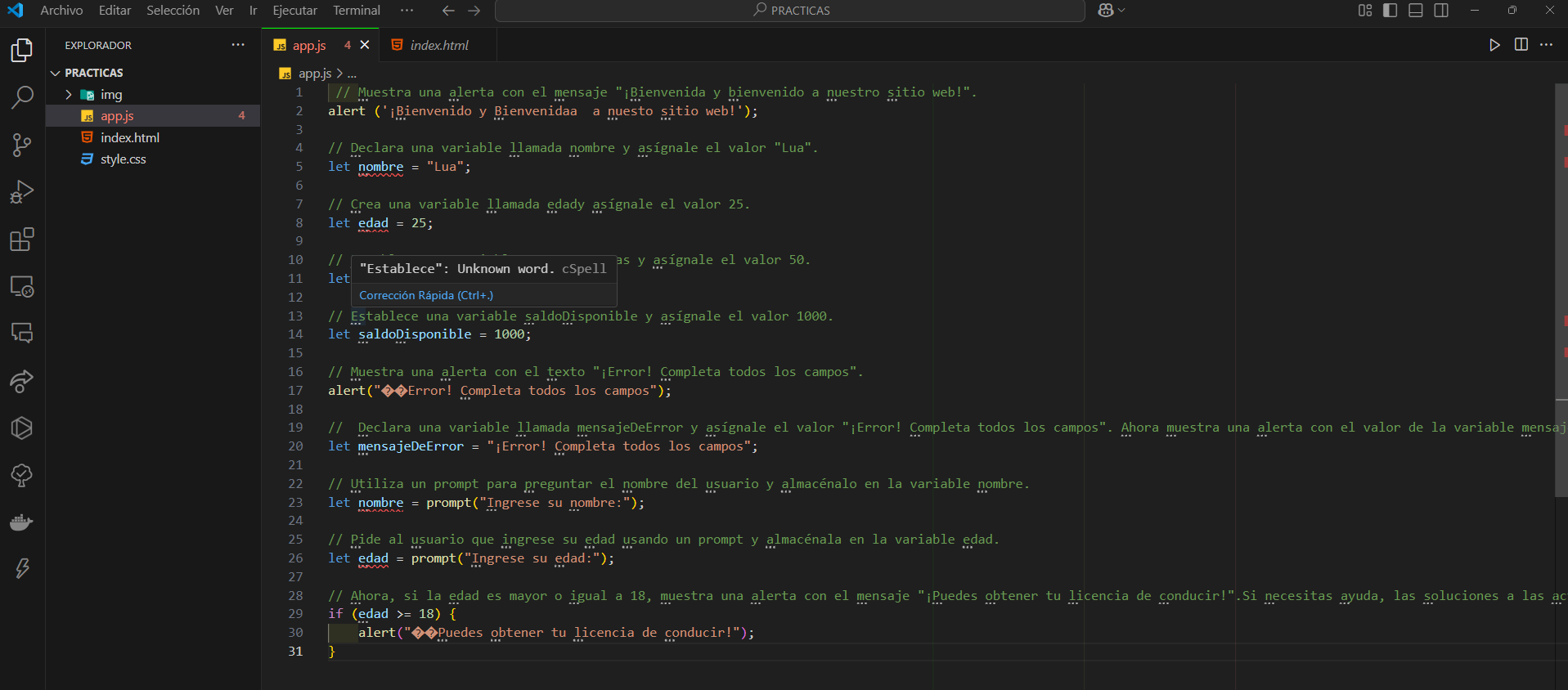 Primera practica de JavaScript