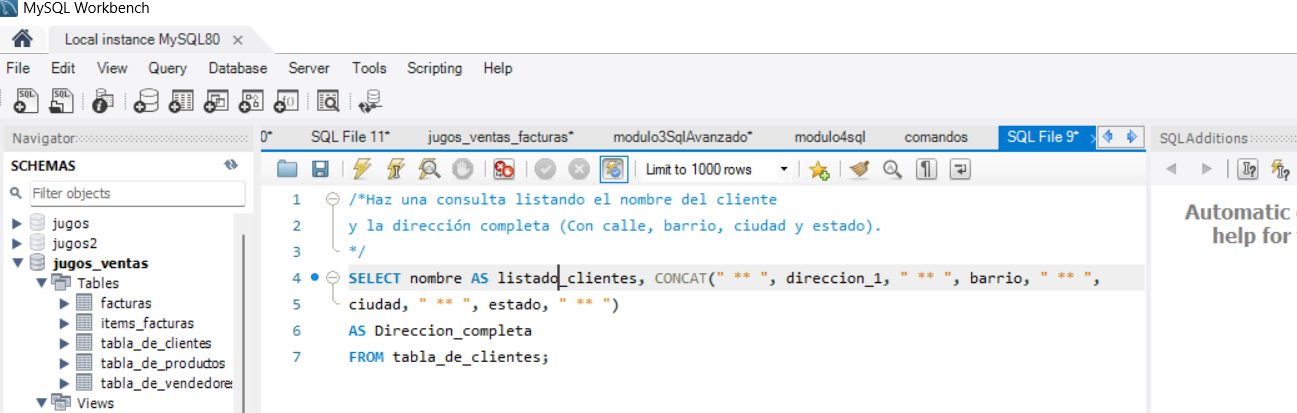 ICodigo Mysql, ejercicioModulo5