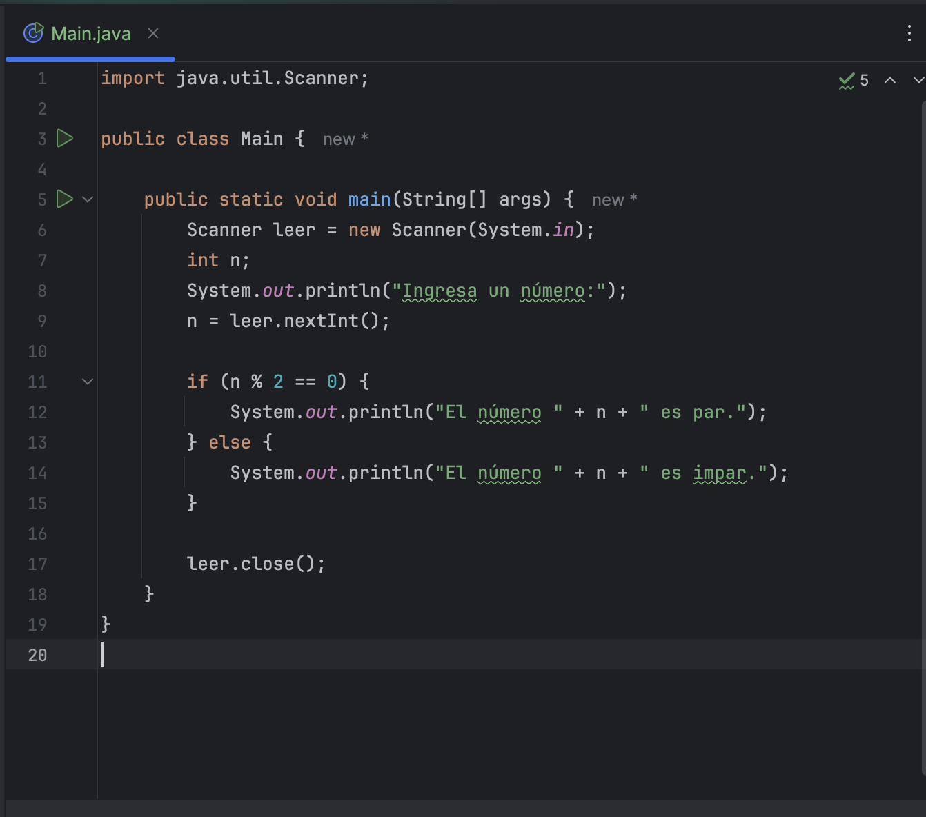 imagen del codio en java