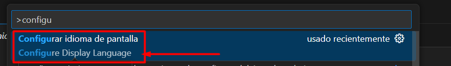 Codigo para elegir idioma en VS Code