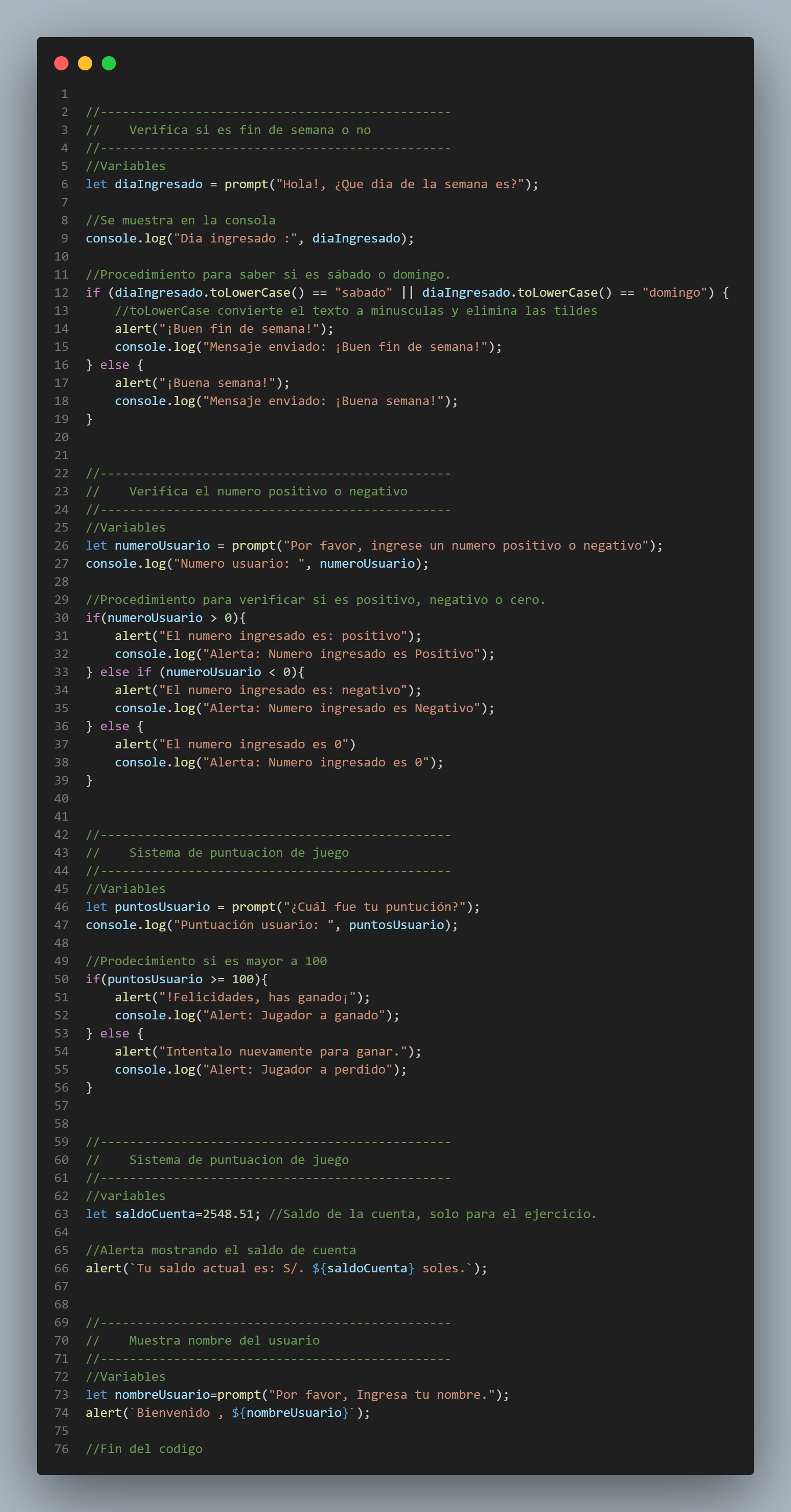 JS Condicionales y concatenacion: Desafio