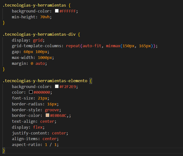 Captura de pantalla de código CSS