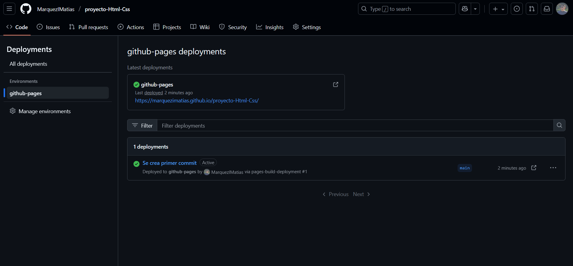 Proyecto en Github