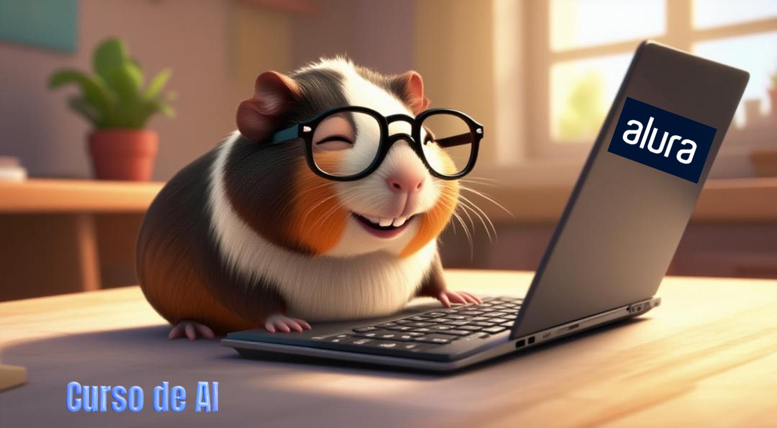 Raton de indias usando laptop