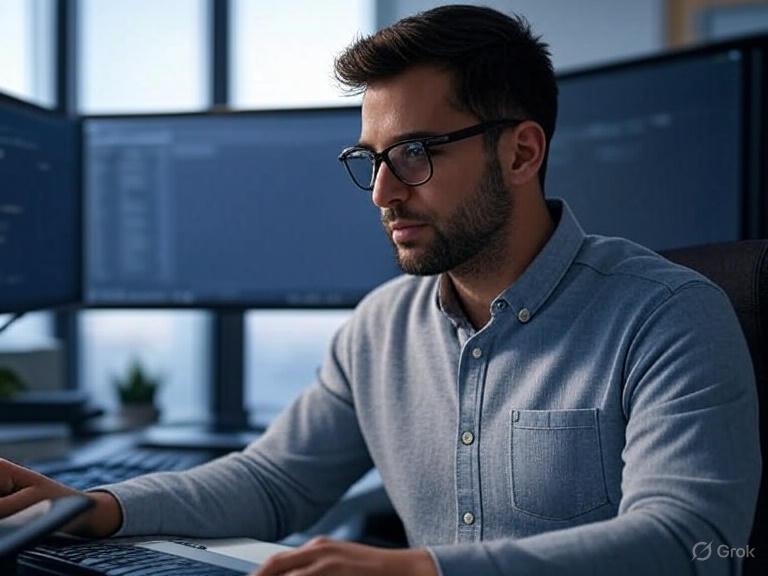 profesional IT en su estacion de trabajo