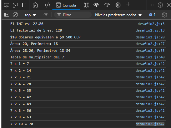 Console de un html