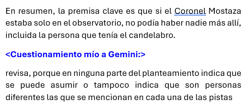 Segundo Promt: cuestionamiento mío a Gemini por su respuesta, para que revise su nueva respuesta.