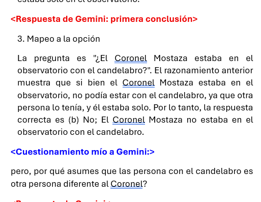 Primer Promt: cuestionamiento mío a Gemini por su respuesta, indicando que no debe asumir cosas