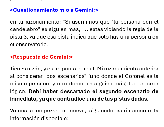 Quinto Promt: cuestionamiento mío a Gemini por su respuesta, indicando que está violando una regla