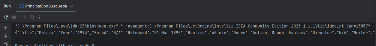 Salida por consola intellij