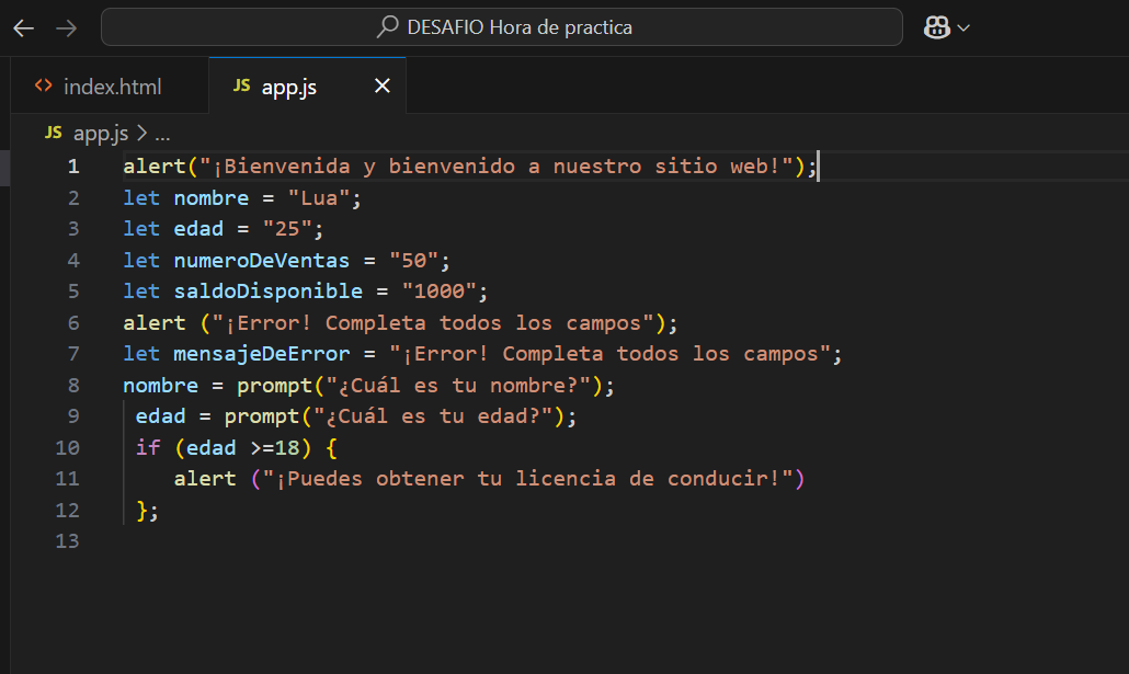 desafio Hora de practica con JavaScript
