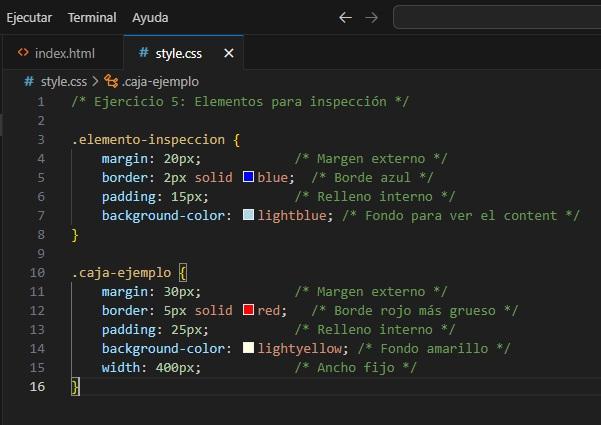 EJERCICIO 5: Inspeccionando elementos y entendiendo el modelo de caja