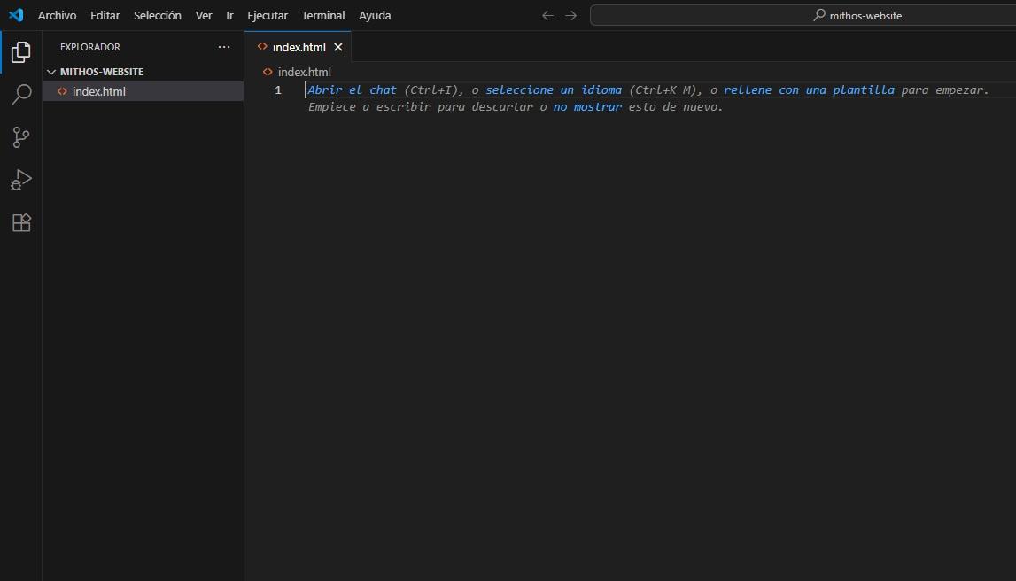 Carpeta abierta dentro del VSCode
