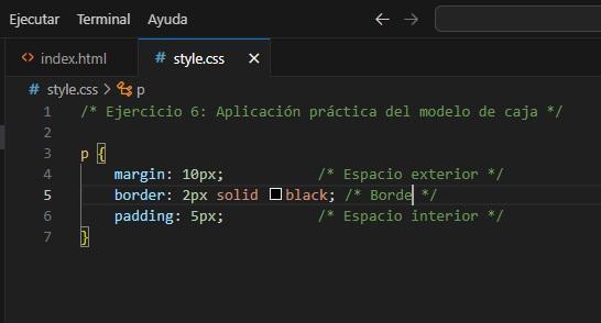 EJERCICIO 6: Aplicando el modelo de caja en la práctica