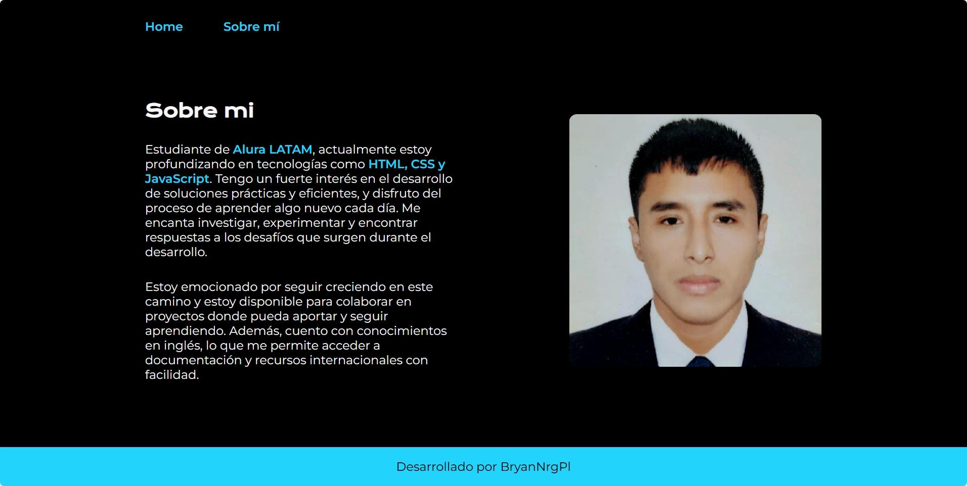 Pagina secundaria about.html del curriculum