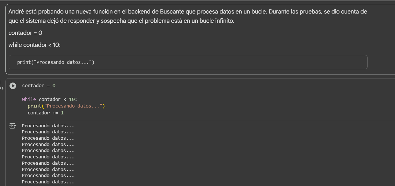 Ejecucion con contador dentro de bucle