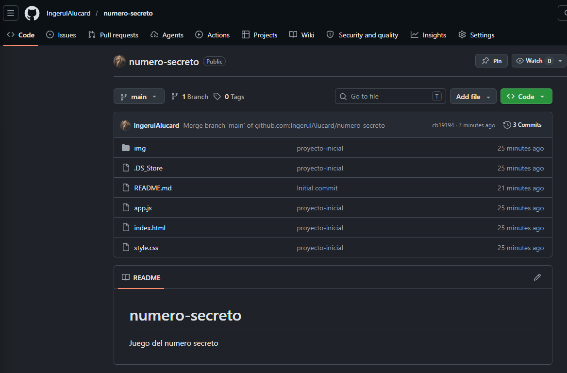 captura de pantalla donde aparece un repositorio de github que contiene 5 archivos diferentes y una carpeta